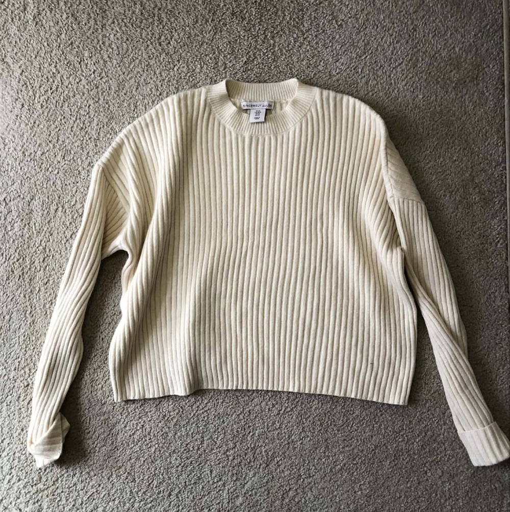 Sincerely Jules Cream Ribbed Crop Top